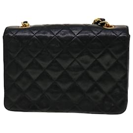 Chanel-CHANEL Mini Matelasse Bolso de hombro con cadena Piel de cordero Negro CC Auth 42862-Negro