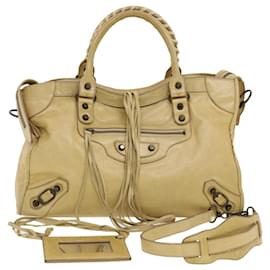 Balenciaga-BALENCIAGA The city Hand Bag Leather 2way Yellow 115748 auth 43114-Yellow