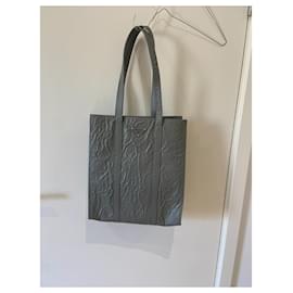 Prada-Prada Small antique nappa leather tote grey-Grey