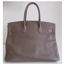 Hermès-Sac Hermes Birkin 35 étoupe-Gris