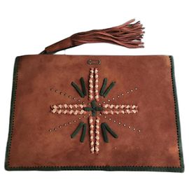 Maxi Pochette Ikks en Cuir Marron Marron