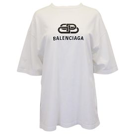 Camiseta extragrande con estampado de logotipo BB en algodón blanco de Balenciaga Blanco
