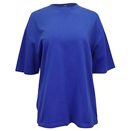 Balenciaga-Balenciaga Camiseta gola redonda com logo nas costas em algodão azul-Azul