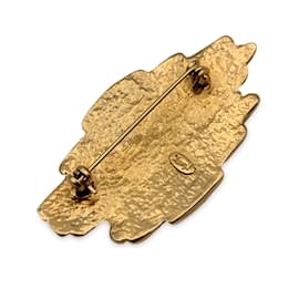 Yves Saint Laurent-Vintage Gold Metal Brooch Pin-Golden