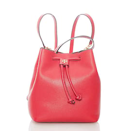 Tory Burch Leather Drawstring Backpack Leather Backpack in Good condition Red