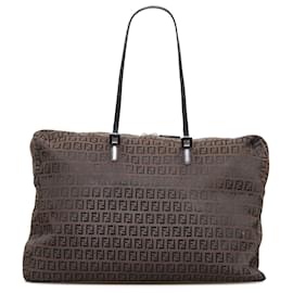Fendi-Fendi Brown Zucchino Tote-Brown,Dark brown
