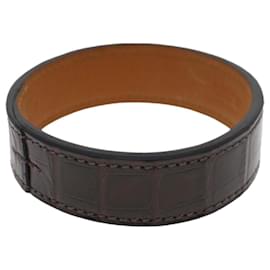 Hermès-HERMES Bracelet leather Brown Auth ar9533B-Brown