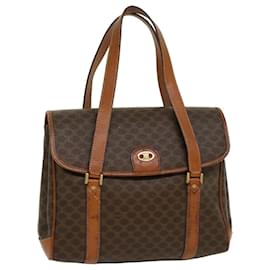 Céline-CELINE Macadam Canvas Hand Bag PVC Leather Brown Auth ki2991-Brown