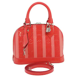 Louis Vuitton-LOUIS VUITTON Vernis Rayures Alma BB 2Way Hand Bag Pink M91593 LV Auth ai616-Pink