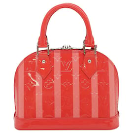 Louis Vuitton-LOUIS VUITTON Vernis Rayures Alma BB 2Way Hand Bag Pink M91593 LV Auth ai616-Pink