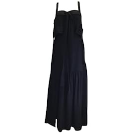 3.1 Phillip Lim-3.1 Phillip Lim - Robe noire en soie sans manches nouée sur le devant / robe formelle-Noir