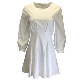 Veronica Beard Blanco Torres Corset Cintura Vestido Manga Larga Algodón Otro