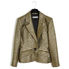 Yves Saint Laurent SAINT LAURENT 86UN SET EN40 GIACCA GONNA ORO SETA D'oro