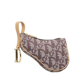 Dior Oblique Canvas Saddle Coin Purse Brown