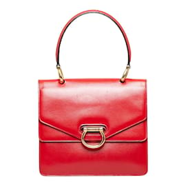 Céline-Leather Top Handle Bag-Red