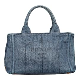 Prada-Prada Denim Mini Canapa Handbag B2439G-Blue