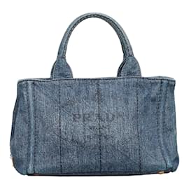 Prada-Prada Denim Mini Canapa Handbag B2439G-Blue