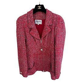 Chaqueta Chanel de algodón rosa 38 Rosa