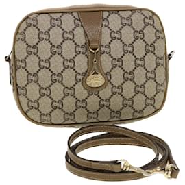 Gucci-GUCCI GG Plus Canvas Shoulder Bag PVC Leather Beige Auth th3682-Beige