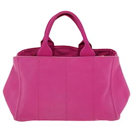 Prada-PRADA Canapa Hand Bag Canvas 2Way Pink Auth ki2993-Pink