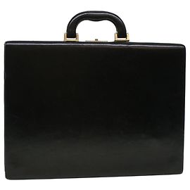 BALLY Business Bag Leather Black Auth bs5470 Black