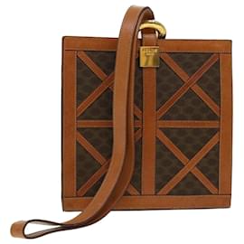 Céline-CELINE Macadam Canvas Shoulder Bag PVC Leather Brown Auth 43112-Brown