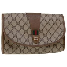 Gucci-GUCCI GG Toile Web Sherry Line Pochette Beige Rouge 89.01.030 Authentification4401-Rouge,Beige
