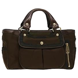 Céline-CELINE Hand Bag Nylon Brown Auth bs5493-Brown