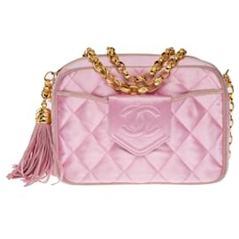 Chanel-CHANEL Camera Bag in Pink Silk - 101179-Pink