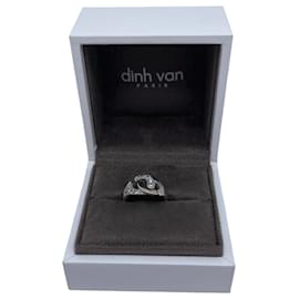 Dinh Van-Bague Dinh Van Menottes R12 Semi Pavé Diamants & Or Blanc-Argenté