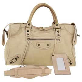 Balenciaga-BALENCIAGA The city Hand Bag Leather 2way Beige 115748 Auth FM2376-Beige