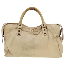 Balenciaga-BALENCIAGA The city Hand Bag Leather 2way Beige 115748 Auth FM2376-Beige