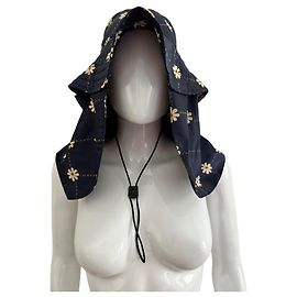 Marni Printed nylon faille beach hat Navy blue
