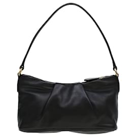 Prada-PRADA Ribbon Hand Bag Leather Black Auth 43122a-Black
