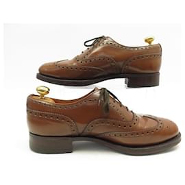 Church's-CHURCH'S BURWOOD SHOES 8F 42 ORANGE BOUT FLEURI LEATHER LEATHER SHOES-Brown