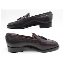 JM Weston-JM WESTON SHOES POMPOM MOCCASINS 173 7E 41 wide 41.5 LEATHER LOAFERS-Brown