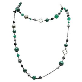 NEUE DAVID YURMAN-HALSKETTE 102 cm in silber 925 MALACHIT-HALSKETTE Silber