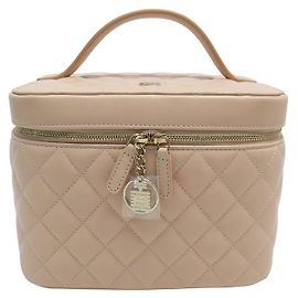 NOVA CAIXA CHANEL COURO BEGE ACOLCHOADA NOVA BOLSA DE HIGIENE Bege
