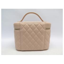 Chanel-NEW CHANEL VANITY CASE BEIGE QUILTED LEATHER NEW BAG TOILETRY POUCH-Beige