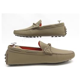 Hermès-NINE HERMES SHOES ALESSANDRO MOCCASIN 44 ETOUPE LEATHER BUCKLE SHOES-Taupe