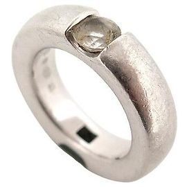 MONTBLANC JANUS RING BOHEME COLLECTION 48 in Sterling Silver 925 QUARTZ ONYX RING Silvery