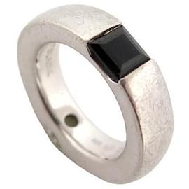Montblanc-MONTBLANC JANUS RING BOHEME COLLECTION 48 in Sterling Silver 925 QUARTZ ONYX RING-Silvery