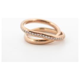Hermès-HERMES VERupper COEUR MM RING 52 In rose gold 18k and diamonds 0.19 CT RING-Golden