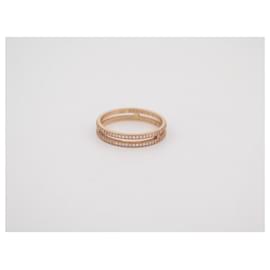 Hermès-BAGUE HERMES ALLIANCE ARIANE PM OR ROSE 18K DIAMANTS 54 GOLD DIAMONDS RING-Doré