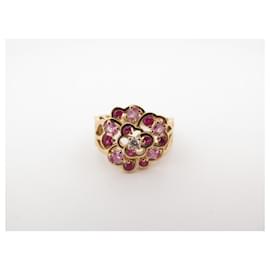 Chanel-CHANEL CAMELIA T RING50 In yellow gold 18K RUBY & DIAMOND 0.1 CT YELLOW GOLD RING-Golden