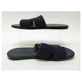 Hermès-NEW HERMES IZMIR SHOES 41.5 NAVY SHOES NAVY BLUE MULES SANDALS-Navy blue
