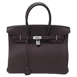Hermès-NEUF SAC A MAIN HERMES BIRKIN 35 CUIR TOGO CHOCOLAT 2022 ATTRIBUTS ARGENTES BAG-Marron