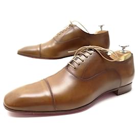 Christian Louboutin-CHRISTIAN LOUBOUTIN GREGGO CALF SHOES 42 BROWN LEATHER ORANGE SHOES-Brown