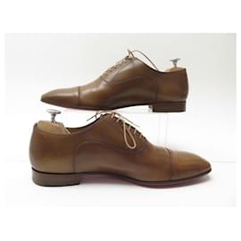 Christian Louboutin-CHRISTIAN LOUBOUTIN GREGGO CALF SHOES 42 BROWN LEATHER ORANGE SHOES-Brown