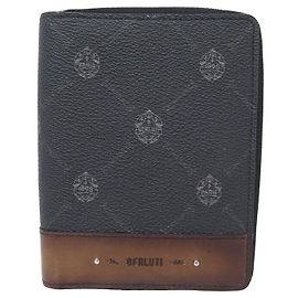 NEW BERLUTI EXPEDITION ZIPPED WALLET 207363 CANVAS AND LEATHER WALLET Black